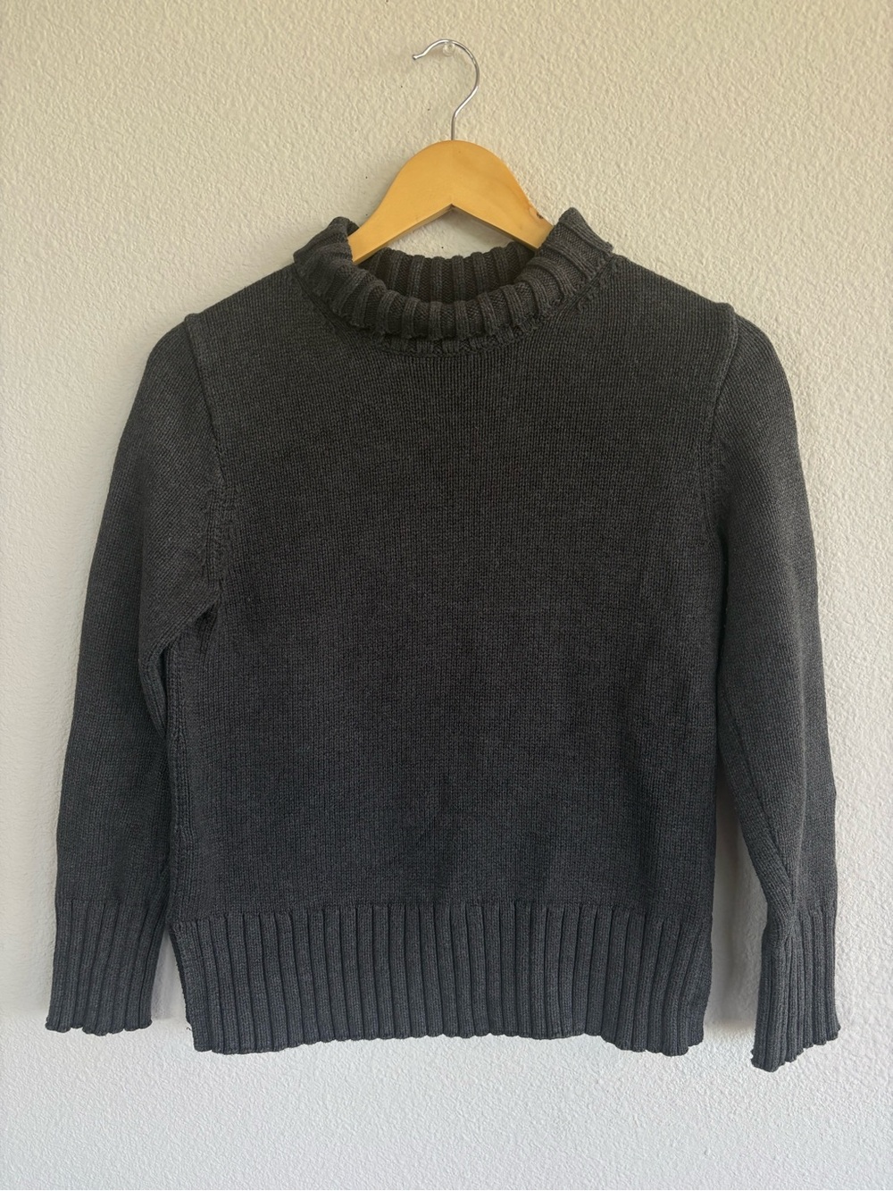 JCrew Classic Rib-Turtleneck 100% Cotton Sweater - Charcoal size Small